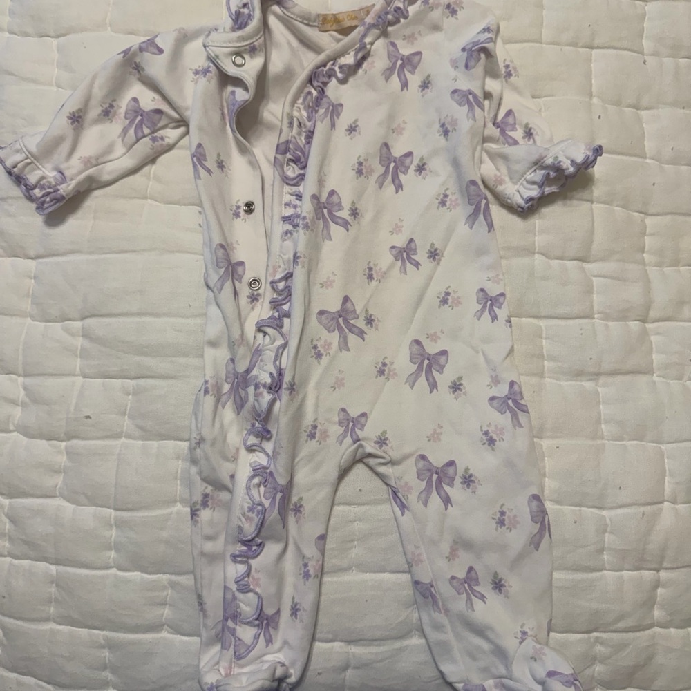 Baby Club Chic Lavender Bow Print Baby One-Piece
